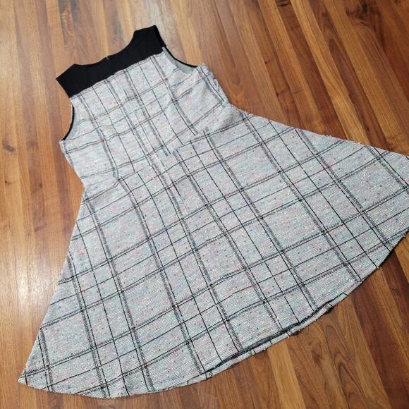 Modcloth Smiling From The Top A-Line Windowpane Dress Multicolor Textured Knit - Picture 3 of 9